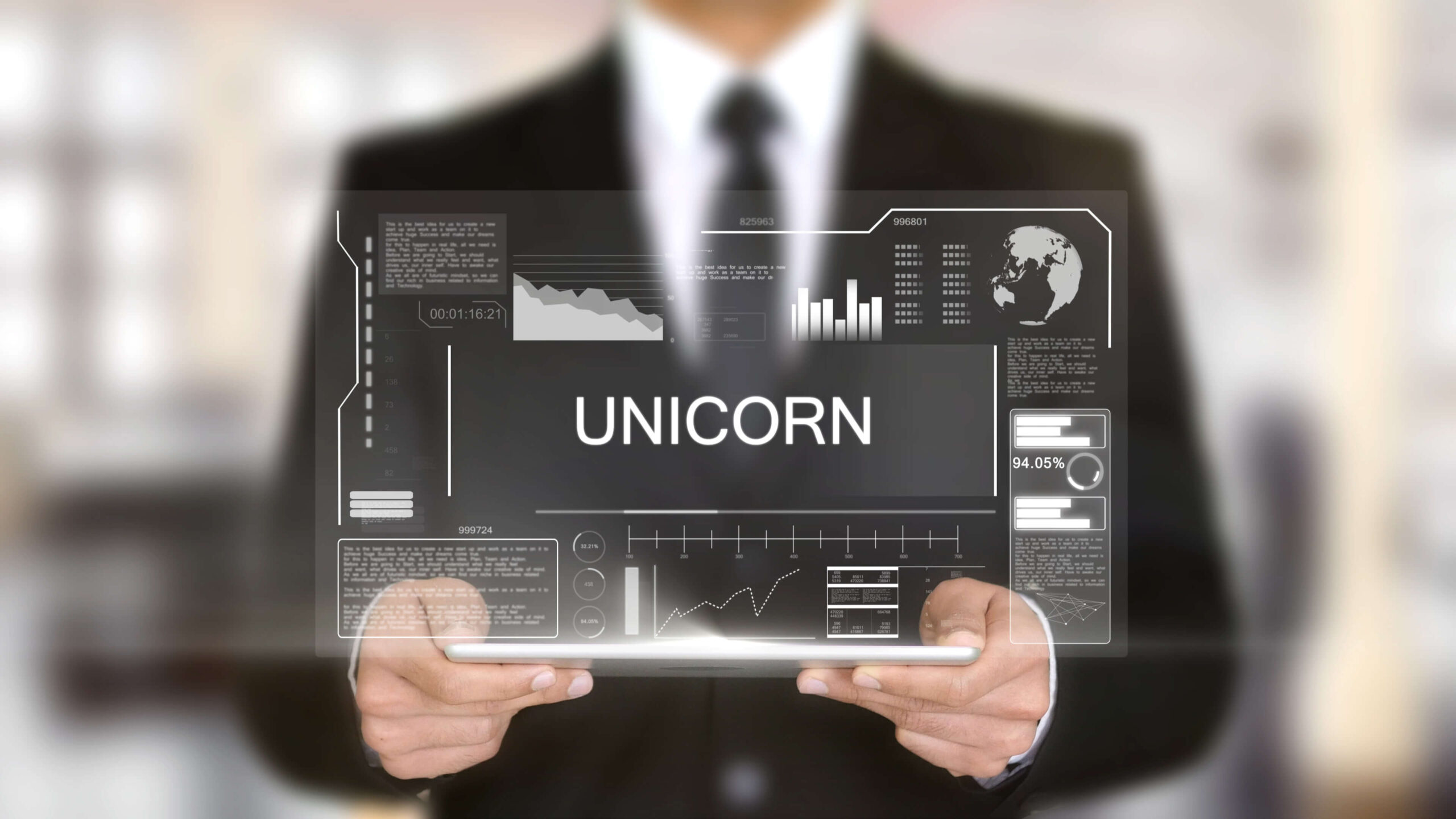 Unicorn, Hologram Futuristic Interface, Augmented Virtual Reality