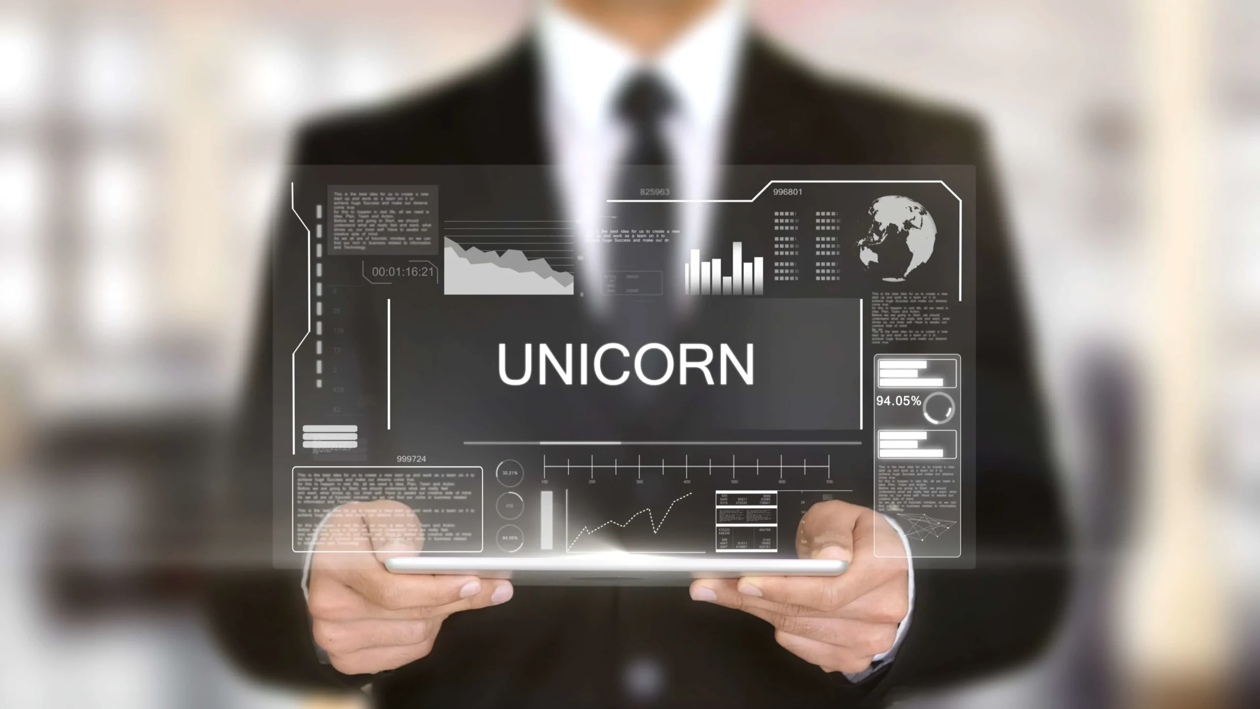 Unicorn, Hologram Futuristic Interface, Augmented Virtual Reality