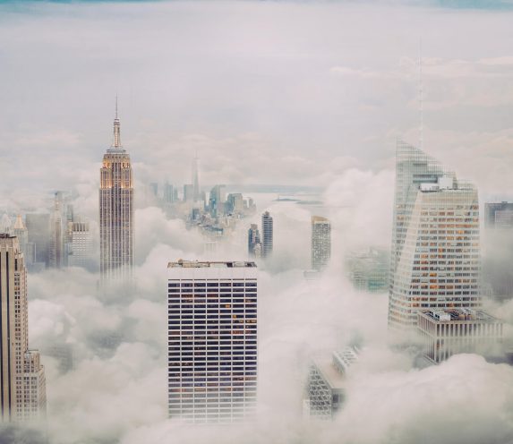 New york city skyline with clouds
