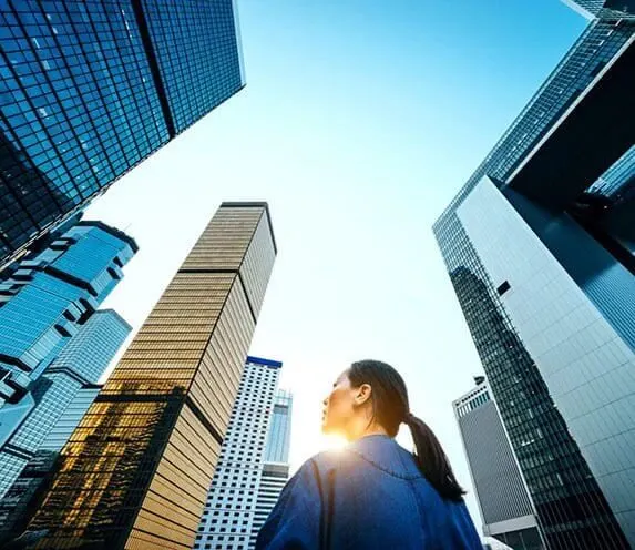 Girl Near Buildings