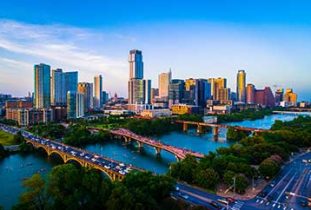 Aerial view above Austin Texas