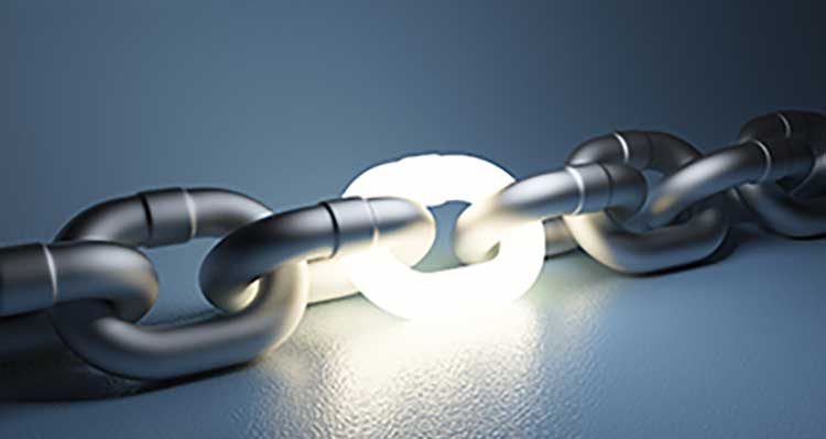 Chain link isolated on white background