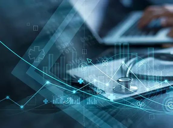 Healthcare business graph and data of Medical business growth, Businessman analyzing data and growth chart, investment, financial and banking, Medical business report on global network.