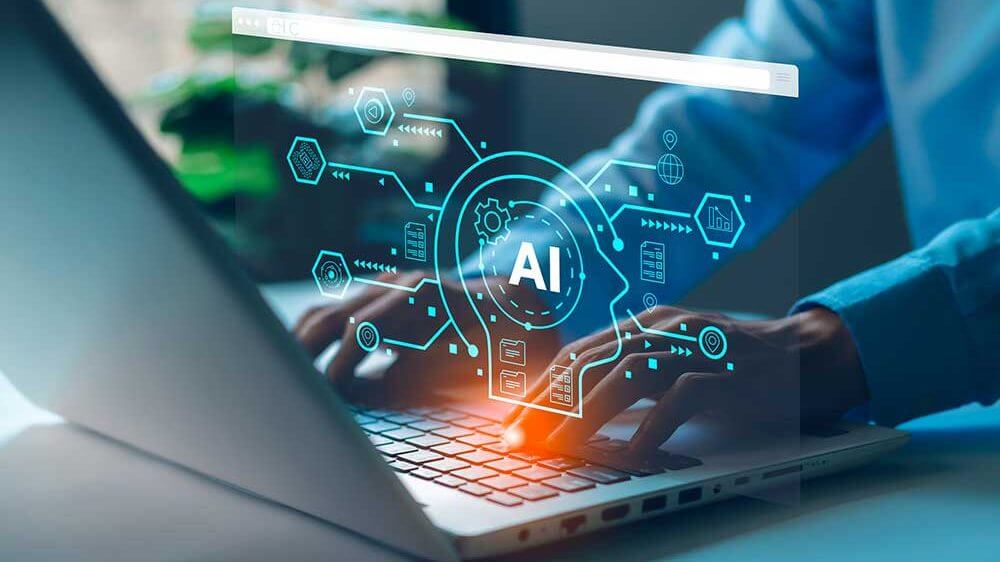 AI (Artificial intelligence), Chatbot growing concept. Businessman hand use smartphone with analytics information trends technology. Business link digital marketing. Big data and Financial banking