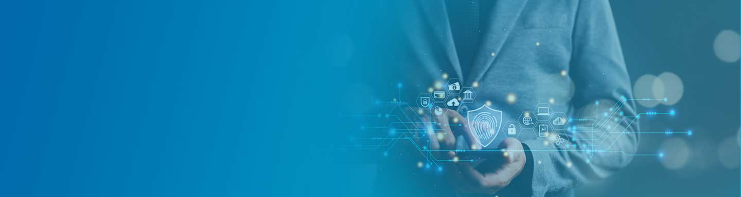 Online transaction security, cyber security digital technology, business people use fingerprints to access personal cybersecurity, keeping users' personal information safe, secure internet access.