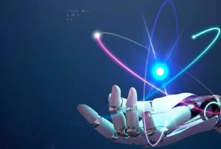 AI nuclear energy background, future innovation of disruptive technology